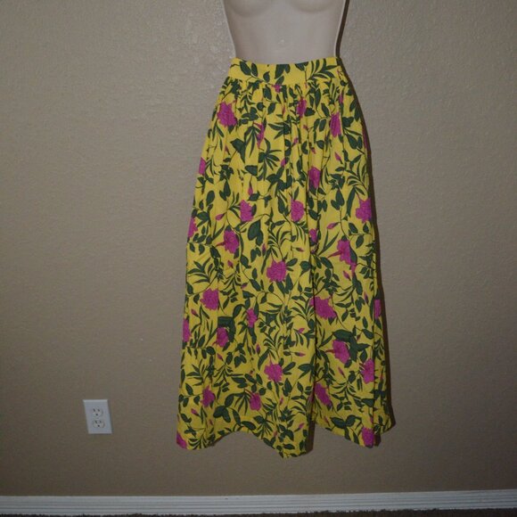 NWT $266 Sz XS BEYOND by Vera Anna Tuscan Gardens Gold Floral Midi Skirt - Picture 7 of 9
